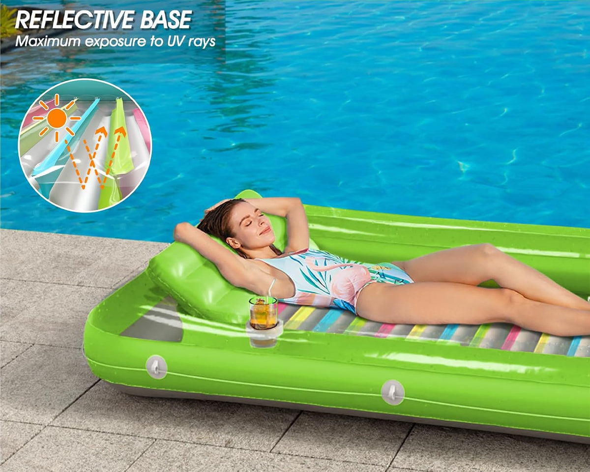Inflatable Tanning Pool Lounger Float - Lime Green / Large - image 3