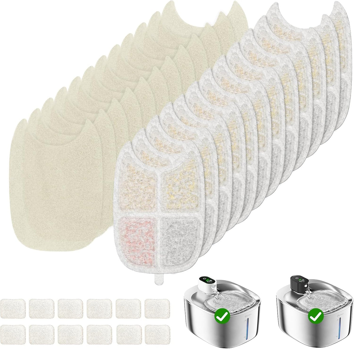 Wireless Cat Water Fountain Filter - 12 Filters & 12 Sponges +12 Pump Filters
