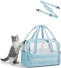BAGSMART Cat Carrier Soft-Sided Puffy Quilted Collapsible Pet Travel - Baby Blue / 18.1"L x 11.0"W x 11.0"H