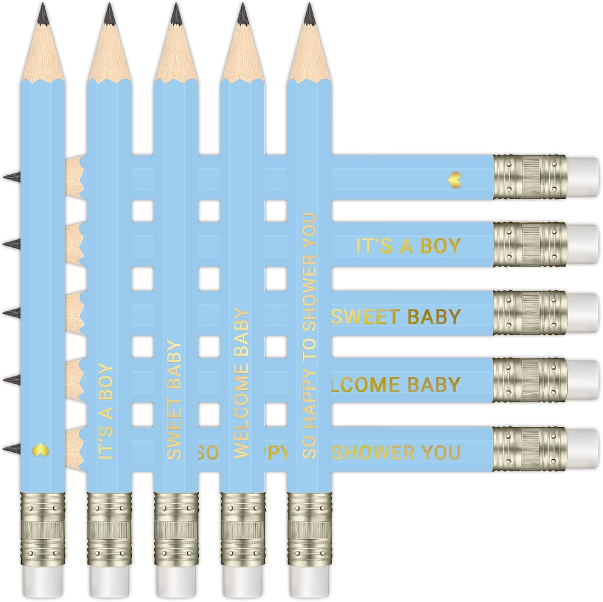 Baby Shower Pencils for Party Games, Neutral - Blue - Sweet Baby