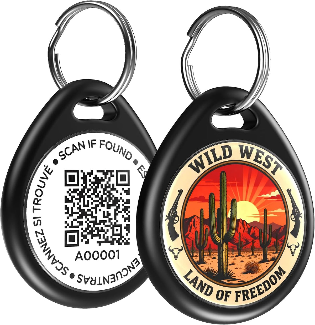 QR Code Cat Tags Personalized Small, Real-time Alerts, Pink – Essentials for Cats - 1 Pack Black Cactus / Large-1.2"*1.4"