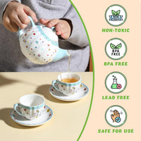 Sweejar porcelain tea set for little girls in pumpkin shape with teapot, cups and saucers - view 11