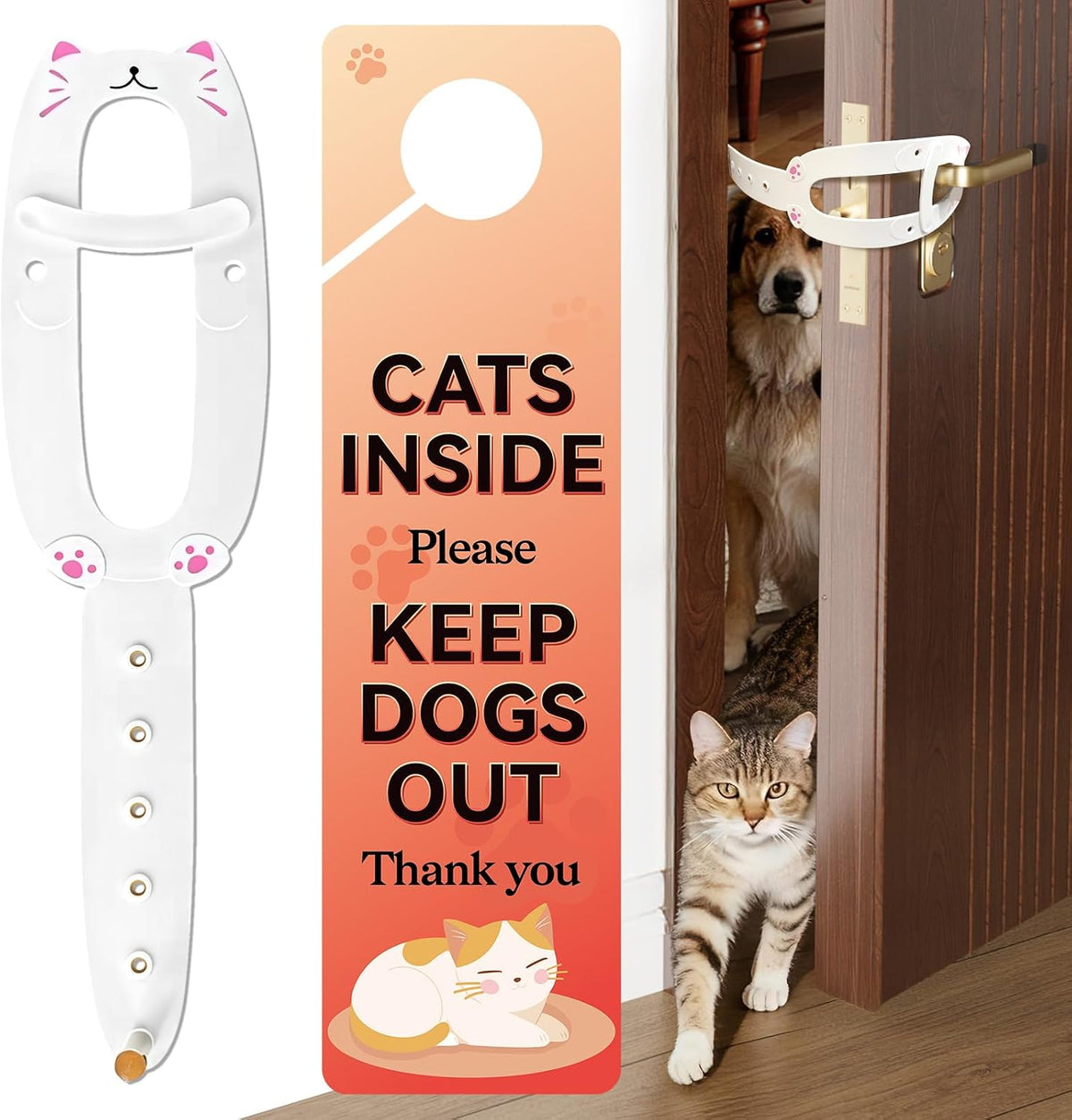 TGIOW Cat Door Latch with Stabilizer, Keep Door Open 2.5-6.5" - 1pcs-white