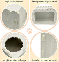 Fhiny Hamster Hideout Wooden Chamber with Climbing Ladder, Visible Hamster Digging Box with Acrylic Transparent Board Gerbil Platform Exploring House Habitat Decor for Dwarf Hamsters Gerbils Mice