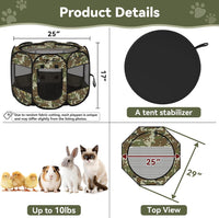 Siedihit Dog Cat Playpen, Puppy Pet Playpen Indoor for Small Dog Crate Tent Cage Outdoor, Portable - Green Camo / Small - image 3