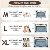 Dog Crate - Soft Pet Kennel for Dogs/Cats, 3-Door Breathable Travel Cage with Mesh Window, Portable Dog Kennel for Indoor & Outdoor, Blue-L