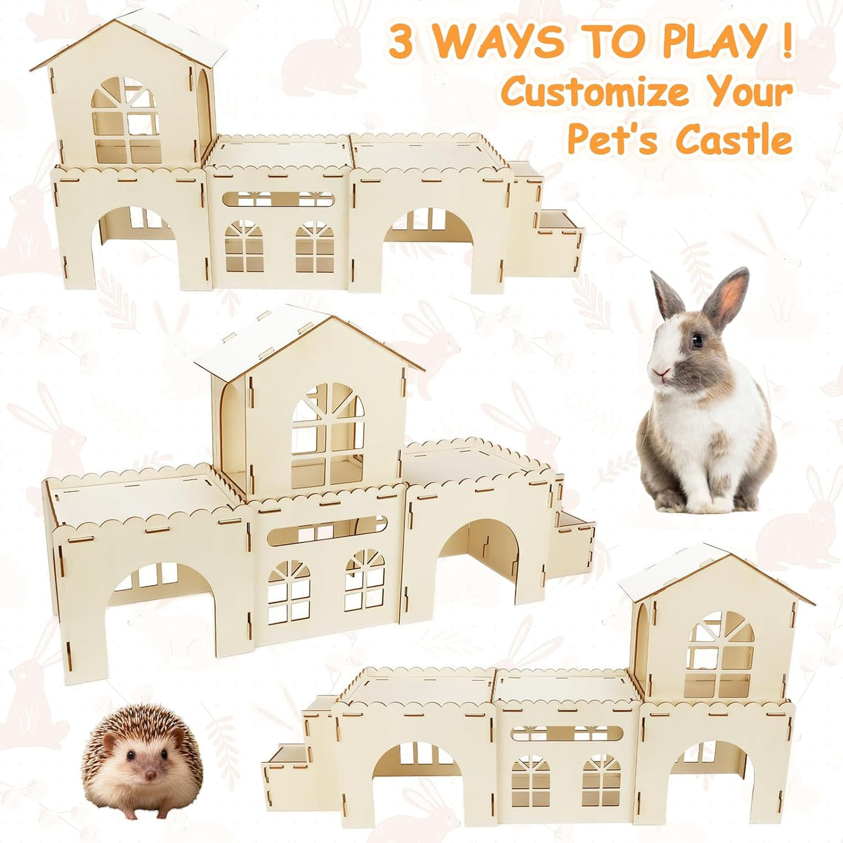 Large Wooden Bunny Hideout - 4 House and 1 Ladder - image 3