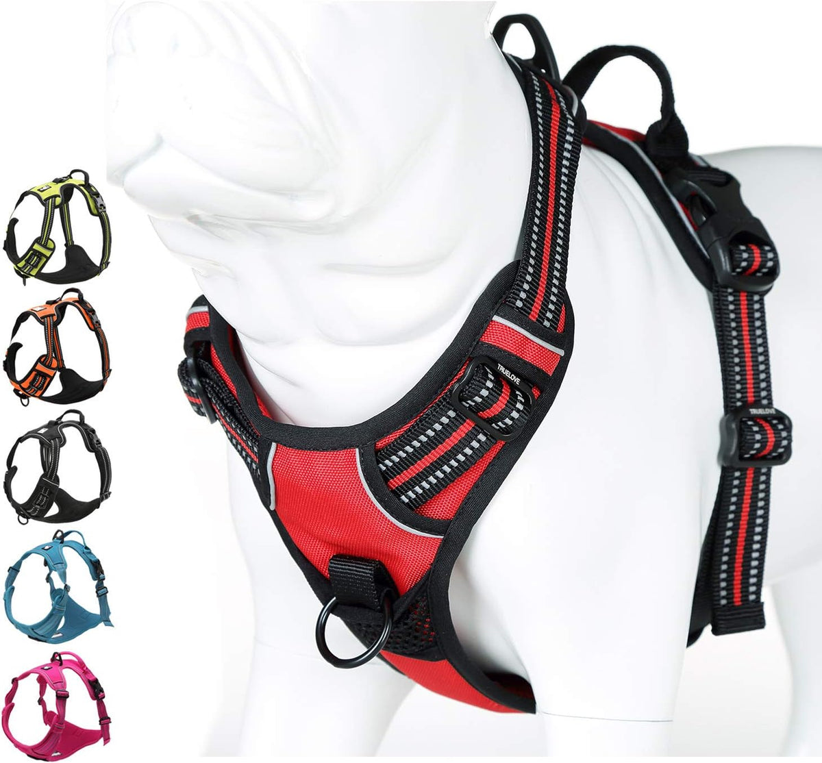Truelove No Pull Dog Harness with Easy Control Handle and 2 Leash - X-Small / Red