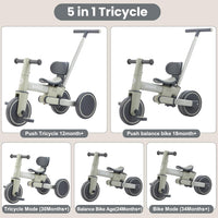 Bobike 5-in-1 toddler tricycle with push handle and seat backrest in purple - view 11