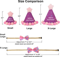 Dog Birthday Hat Bandana Set, Blue Plaid Boy Dog Bandana - X-Large / Pink Violet Girl - image 4