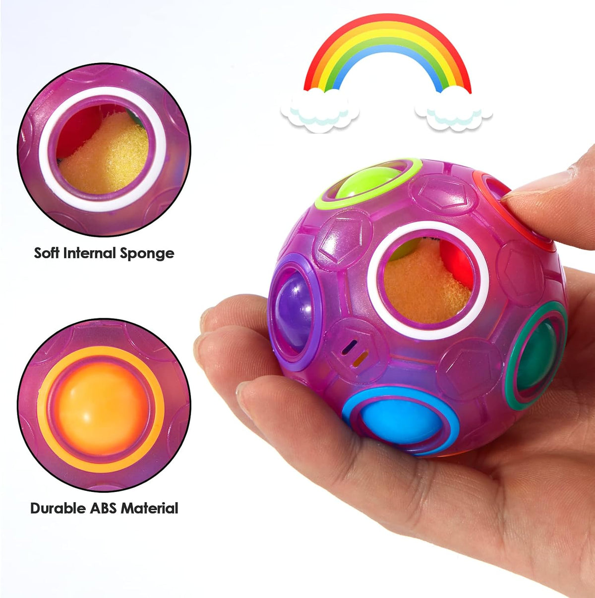 Vdealen Magic Rainbow Puzzle Ball - Purple - image 3