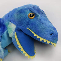 HooYiiok blue dinosaur plush hand puppet with movable mouth and big eyes - view 5