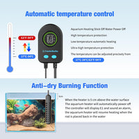 100W Submersible Fish Tank Heater for 10-20 Gallon with Auto Shut-Off - 200W - image 2