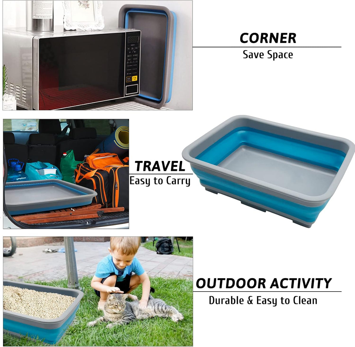 Fhiny Open Cat Litter Box - Blue-S / 1PCS - image 2