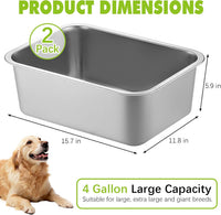 Stainless Steel Dog Water Bowl - 2 Pack-4 Gallon - image 2