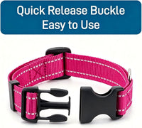 Dog Collar for Small Medium Dogs with Buckle - Deep Pink / Large - image 4