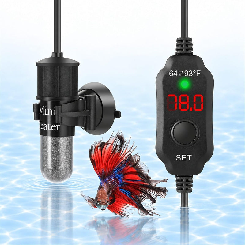 Thumb-Sized 10W Super Mini Aquarium Betta Heater for 1-2 Gallon Small - For Tanks ≤ 6 Gal