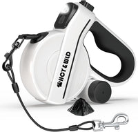 4-in-1 Retractable Dog Leash with LED Light & Dispenser & Poop Bags – Essentials for Dogs - M - With chew proof cable