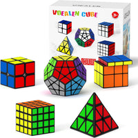 Vdealen Speed Cube Set, 2x2 4x4 Pyramid Mirror Dodecahedron Magic Cube Pack, Puzzle Cube Bundle - 5 Pack-Cube Set