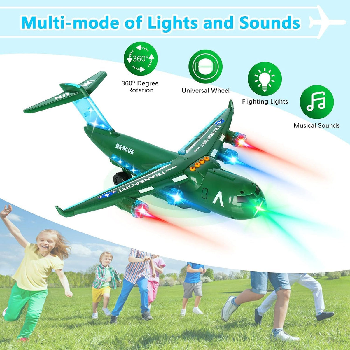 ele ELEOPTION Airplane Toy Infrared Remote Control Plane Toys - Transport Army Green - image 4