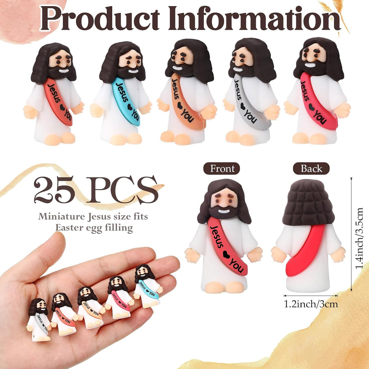 Bememo 50pcs Mini Jesus Loves You Religious Figures - Bohemian Color - image 2