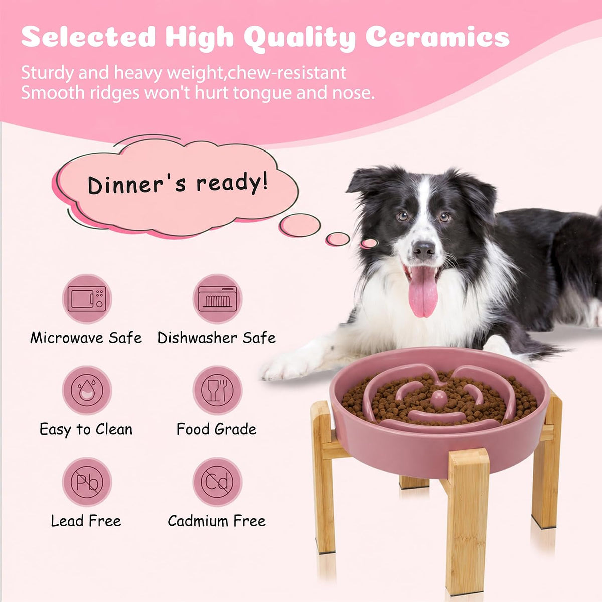 Elevated Slow Feeder Dog Bowl - Pink / 3.2 Cups - image 4