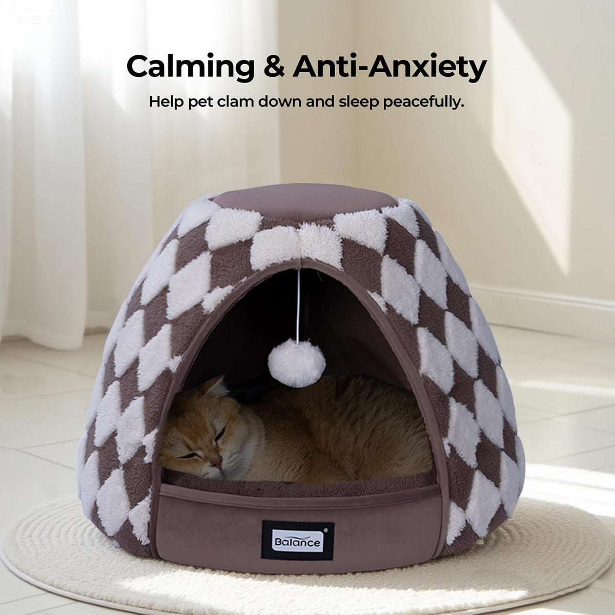 BALANCE Cat Beds for Indoor Cats - 19"L x 19"W x 16"Th / Dark Brown - image 3