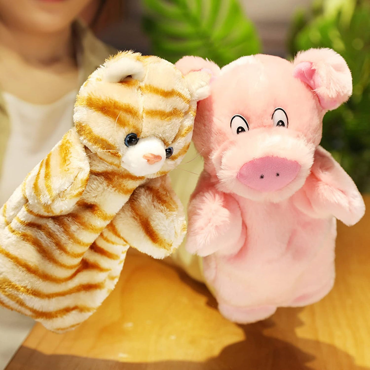 ZUXUCUVU 10 inch plush tabby cat hand puppet in soft fuzzy fabric - view 4