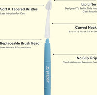 Jasper Microbrush Cat Toothbrush, Soft-Bristled Toothbrush Kit for Felines & Small Dogs, Premium Non-Slip Handle with 2 Replaceable Tooth Brush Heads, Use with Cat Toothpaste