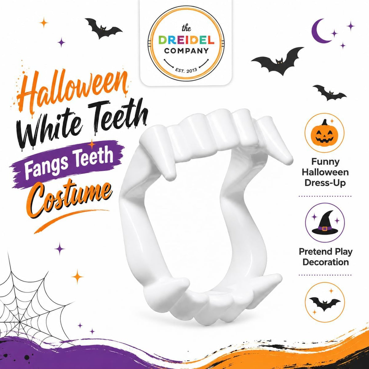 The Dreidel Company 24 pack white Halloween vampire fangs teeth - view 3