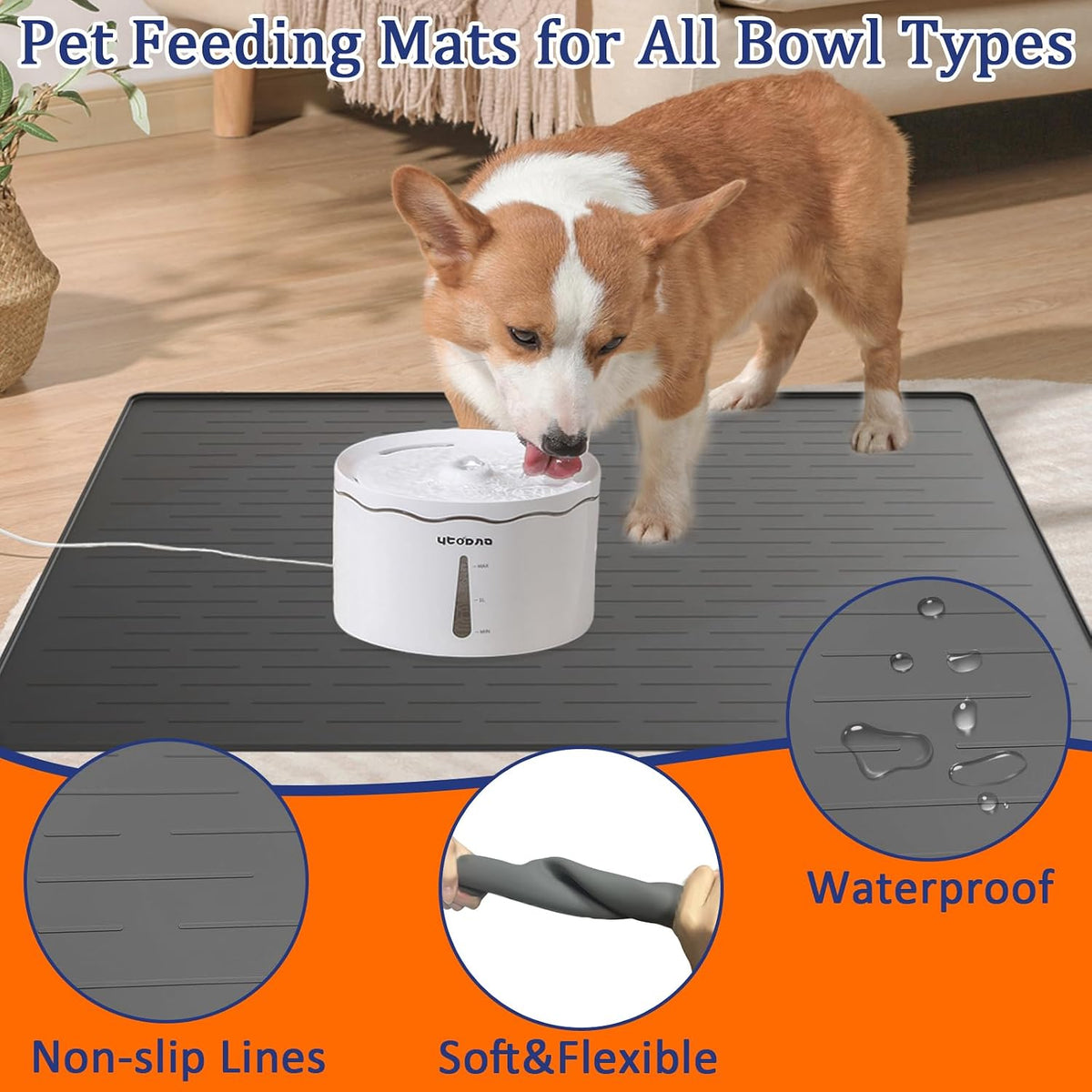 XXXXL Largest Pet Food Mat - Dark Gray / 31.8"L x 23.8"W - image 4