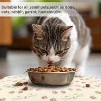 Patterned Cat & Dog Bowl Mat for Food and Water - Large (17" x 30") / Beige-catpaw - image 3