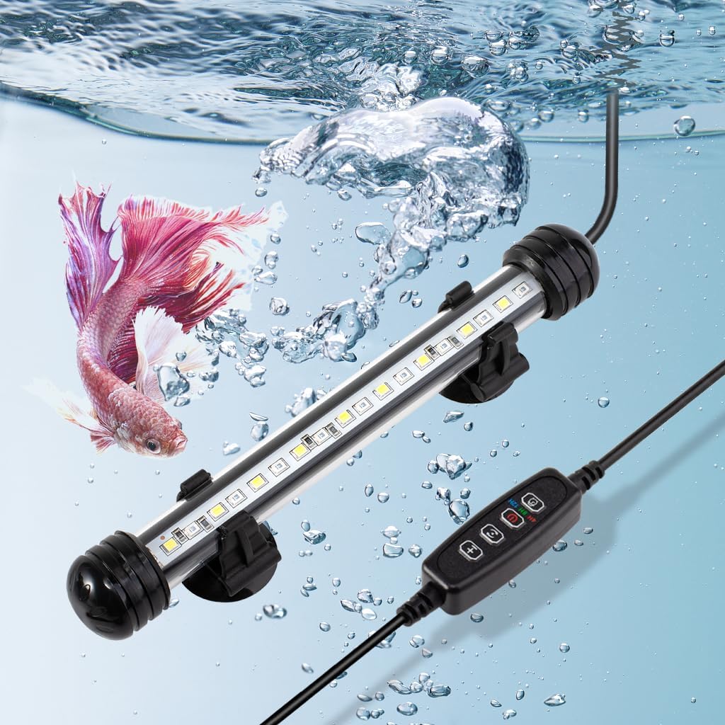 DaToo 4W 7.5inch Submersible Aquarium Light Underwater Fish Tank - 4W 7.5inch (With Timer&Dimmer)