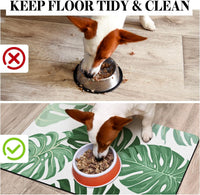 Dog Food Mats for Floors, Absorbent Dog Bowl Mat for Food and Water Dispenser, Quick Dry Cat Food - Leaves / 20"L x 12"W - image 3