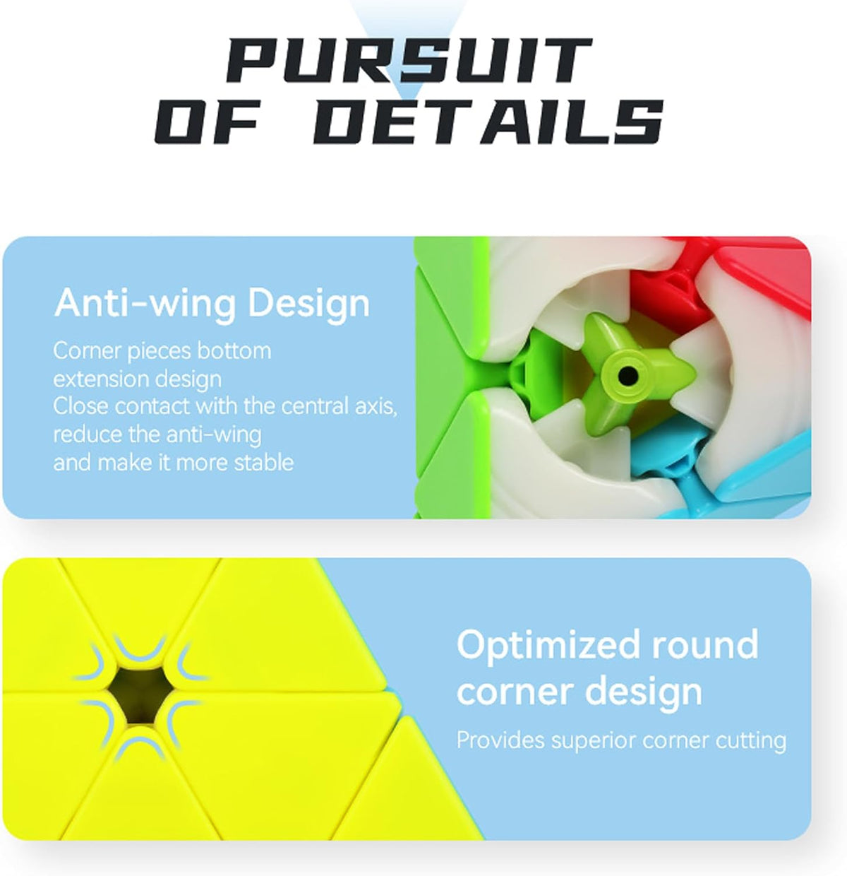 Roxenda Pyramid Speed Cube 3x3x3 Triangle Puzzle Magic Cube – Fun for Kids & Family - Pyramid Cube Stickerless - image 3