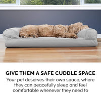 Furhaven Cooling Gel Dog Bed for Large Dogs w/ Removable Bolsters & Washable Cover, For Dogs Up to 125 lbs - Quilted Sofa - Silver Gray, Jumbo Plus/XXL