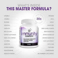 Immunity Complete - 20-in-1 Immune System Booster Formula with Cat's Claw, Quercetin, Vitamin C, and Olive Leaf Extract 60ct