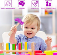 Fowecelt Wooden Hammer Toys Simulation Hammers Maintenance Tools - Purple - image 3