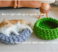 Cat Nest Bed – Premium Handwoven Washable Extra Soft Round Cave House for Indoor Kitten & Kitty, Small & Large (MapleLeaf Red,Large)