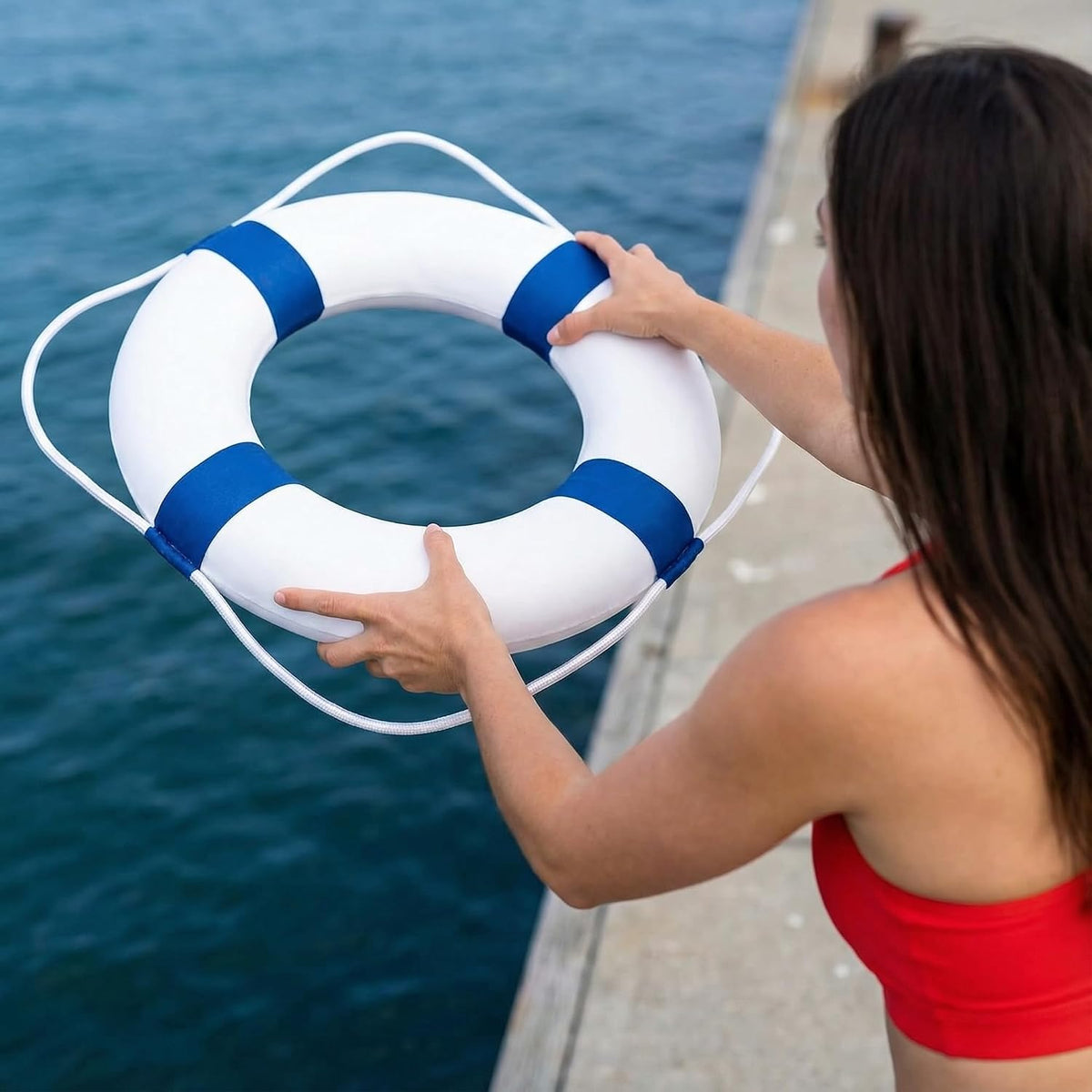 CtopoGo 20 inch foam throw ring buoy life preserver with cloth cover - view 9