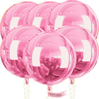 PartyWoo Metallic Silver Foil Balloons 20pcs Large Round Giant 4D - Pink / 6 PCS-32 INCH