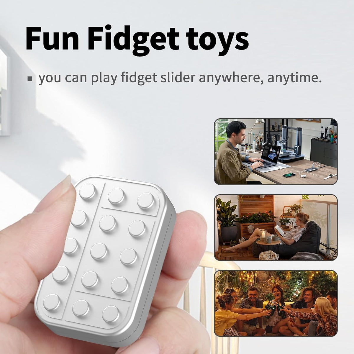 Fidget Toys Adults Magnetic Desk Toy Metal Fidgets Slider - Matte Silver - image 4