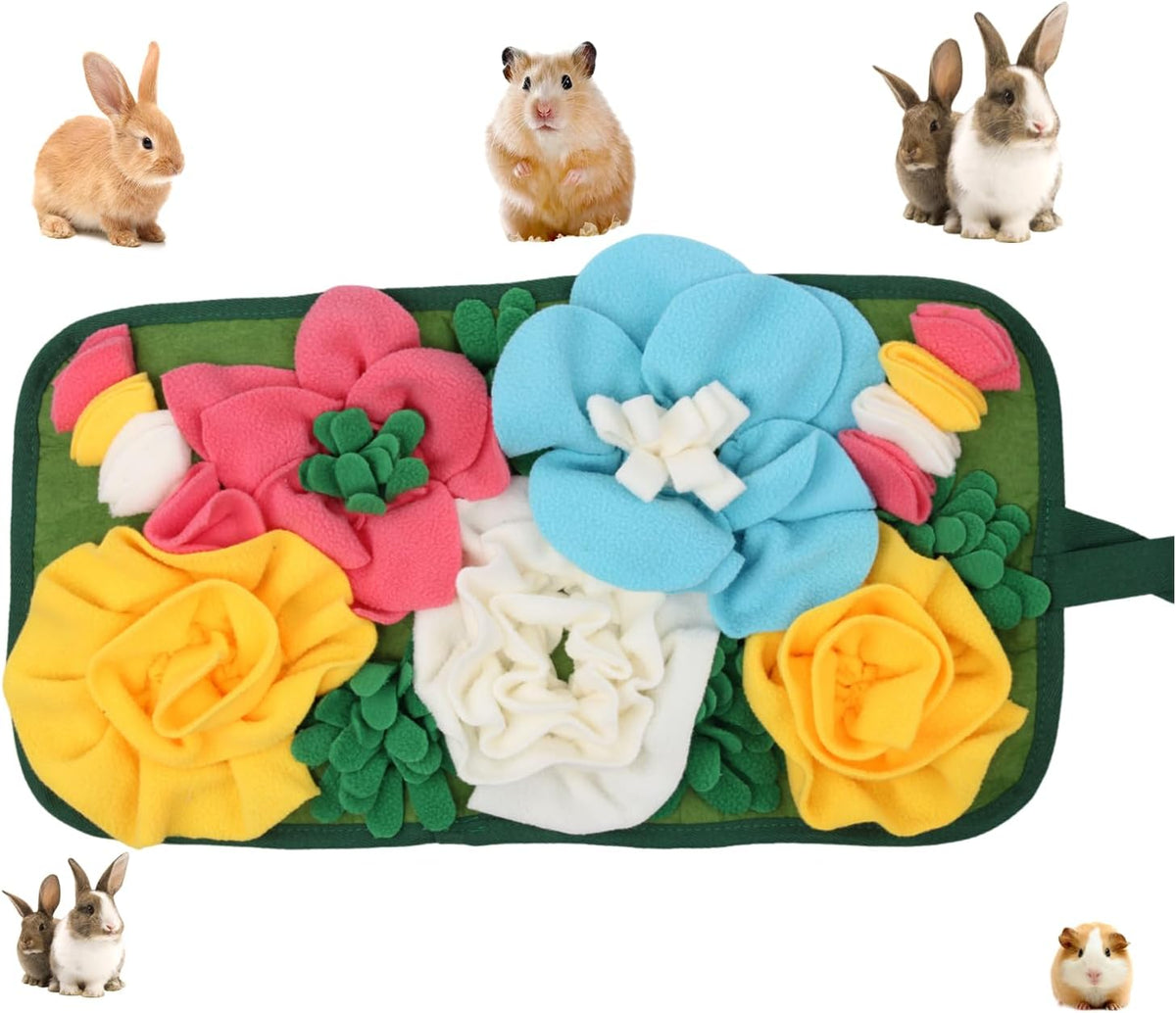 Rabbit Foraging Mat Interactive Bunny Snuffle Mat for Small Animals – Essentials for Small Pets - blue