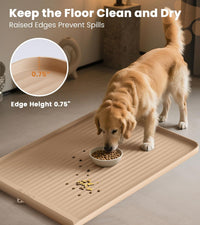 Dog Food Mat 36"x24", Waterproof Dog Bowl Mat - Khaki - image 3
