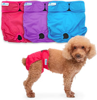 Paw Inspired Washable Dog Diapers, Assorted and White Lining - Assorted (Black Lining) / Small (3 ct.)
