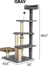FurHaven 69.3" Tall Cat Scratching Post Tower for Indoor Cats - Cat Tower / Playstairs Playground (Gray) - image 2