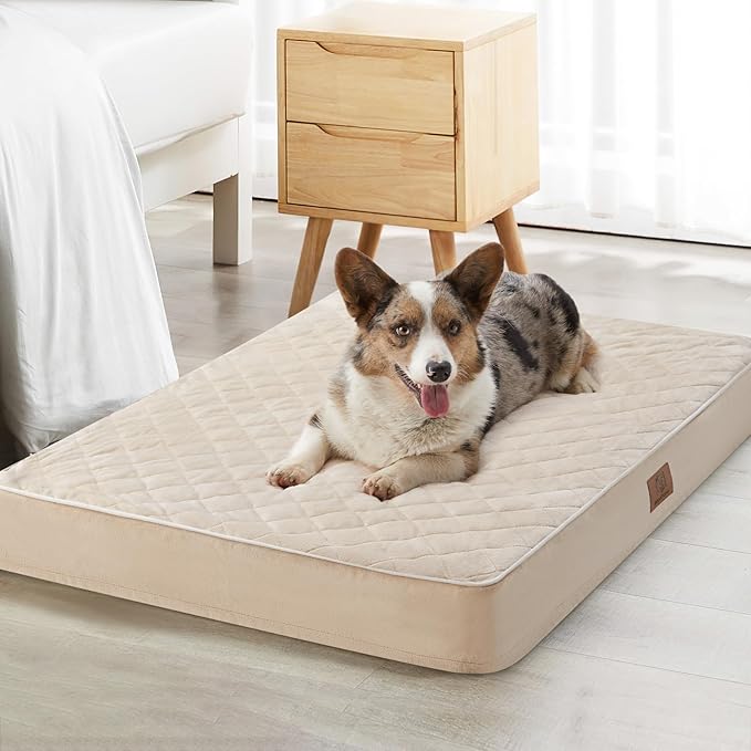 WNPETHOME Orthopedic XL Dog Bed for Crate, Waterproof Extra Large Dogs Bed with Removable Washable Cover, Multi-Needle Quilting Dogs Crate Bed