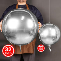 PartyWoo Metallic Silver Foil Balloons 20pcs Large Round Giant 4D - Silver / 6 PCS-32 INCH - image 2