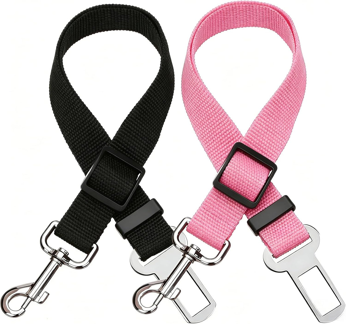 Elisel Elisel 2 Packs Adjustable Length Pet Dog Cat car seat Belt Pet - Black Pink