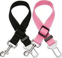 Elisel Elisel 2 Packs Adjustable Length Pet Dog Cat car seat Belt Pet - Black Pink